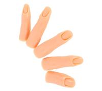JECOMPRIS Doigts D'entraînement en Silicone Rigides Couleur Naturelle, Lot de 5 Mannequins Flexibles pour Pratique Manucure et Nail Art Clous D'articulation Réalistes, Accessoires