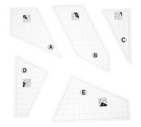 JECOMPRIS Ensemble 5 Gabarits Acryliques Transparents pour Patchwork et Couture, Règles de Matelassage Précises, Pochoirs Polyvalents pour Quilting et Loisirs Créatifs, Outil Léger