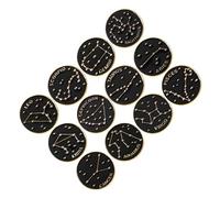 JECOMPRIS Ensemble de 12 Broches en Alliage Noir Émaillé Zodiaque, Épingles Résistantes Qui Ne Se Décolorent Pas ni Ne Se Déforment, pour Décorer Chemises ou Paquet