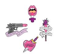 JECOMPRIS Ensemble de 4 Broches en Alliage Féministes Motifs Dessin Animé, Épingles Personnalisées pour Tenue Fête Femme Chic