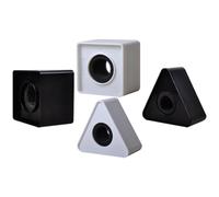 JECOMPRIS Ensemble de 4 Cache-microphone Logo Cube et Triangle, Station Drapeau pour Microphone D’interview, Couleur Noir et Blanc, Accessoire Portable pour Conférence et Reportage