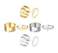 JECOMPRIS Ensemble de 4 Paires de Bagues en Alliage Bagues Décoratives pour Couple Design Créatif et Romantique Bijou Féminin pour Usage Quotidien et Présent Couple Style Plusieurs styles