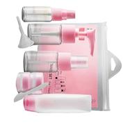 JECOMPRIS Ensemble de 9 Flacons de Voyage en Pet Rose Bouteilles Spray Rechargeables Transparentes Récipient de Voyage pour Pulvérisateur de Lotions et Cosmétiques Kit Portable