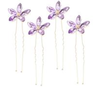 JECOMPRIS Épingles à Cheveux 4 Pièces en Alliage Violet Strass Forme U Accessoires pour Coiffure de Mariage et Cérémonies des Demoiselles d'Honneur