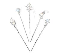 JECOMPRIS Épingles à Cheveux Lune et Étoile en Alliage Argenté Lot de 5 de Style Chinois, Design Polyvalent Éclat Lumineux Accessoire Cheveux Féminin pour Mariages et Événements Formels