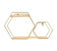 JECOMPRIS Étagère Murale Hexagonale Flottante et Capacité Spacieuse Robuste et Résistante pour Salon Chambre Cuisine et Bureau Décoration Murale Dorée
