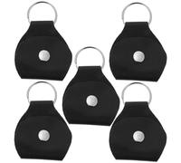 JECOMPRIS Étui Porte-médiators Guitare en Cuir PU Noir, Lot de 5, Porte-clés Intégré, Housse de Rangement Compacte et Résistante, Accessoire Pratique pour Médiators Guitare Acoustique