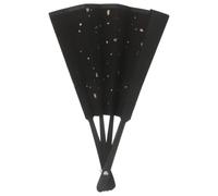 JECOMPRIS Éventail Pliant Chinois Artisanal Mini en Bambou et Tissu Noir | Ouverture Fluide, Finition à Paillettes Dorées, Cadre Souple et Robuste, pour Séances Photo et Femmes