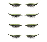 JECOMPRIS Faux Cils Autocollants Pailletés Couleur Vert Militaire, 4 Paires pour Maquillage de Scène, Bande Adhésive Dense, Autocollants pour Cils Réutilisables, Accessoires Beauté Yeux