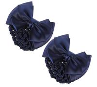 JECOMPRIS Filet à Chignon pour Femme Noeud, Lot de 2 Filets à Cheveux Bleus en Maille Fine, Accessoire Professionnel pour Hôtesses de L'air et Employées, Maintien Stable pour Coiffure