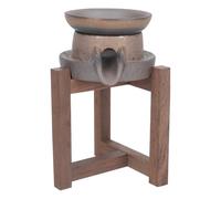 JECOMPRIS Filtre à Thé en Poterie Brute Support en Bois, Accessoire Rétro Chic pour Service à Thé Kung Fu, Surface Lisse et Facile à Nettoyer pour Usage Domestique