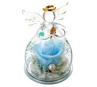 JECOMPRIS Fleur d'ange sous Cloche en Verre, Présent Romantique | Ornement Floral Élégant et Stable, Format Compact pour Bureau, Livres, Table de Mariage ou Espace Extérieur