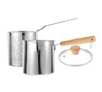 JECOMPRIS Friteuse Inox 1,5 L Petite Taille Panier de Friture et Casserole en Acier 304, Kit Mini Friteuse Ménager Cuisine Familiale, Compatible Induction, Usage Maison Quotidien
