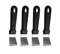 JECOMPRIS Grattoirs de Nettoyage en Acier Inoxydable 4 Pcs, Pelle de Nettoyage Multifonction Noire Incurvée, pour Colle de Sol, Peinture à L’huile, Carrelage et Verre, Outil Pratique