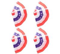 JECOMPRIS Guirlande D'éventail Plissé 4 Pièces pour Décoration Extérieure du 4 Juillet en Polyester, Drapeaux Américains 45x90cm pour Jardin et Fête Nationale