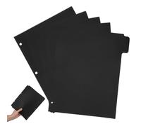 JECOMPRIS Intercalaires de Pages A4 à 3 Anneaux, Séparateurs Amovibles en Pp Noir, Lot de 5 Feuilles, Organiseur pour Classeur Bureau et École, Accessoires pour Trieur et Cahier