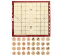 JECOMPRIS Jeu D'échecs Chinois Échiquier Bois Xiangqi Pliable en Bois Massif avec Rangement Intégré, Plateau 35 Pliant, Jeu de Société Traditionnel Portable pour Voyage et Famille