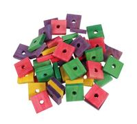 JECOMPRIS Jouets à Mâcher pour Perroquets et Petits Oiseaux en Bois 50 Pièces pour Développement des Compétences et Jeu DIY Couleur Aléatoire