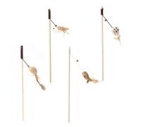 JECOMPRIS Jouets Interactifs Plume et Peluche pour Chat Lot de 4 Plusieurs Styles Clochette et Pendentif en Coton avec Manche en Bois et Exercice Actif Plusieurs Styles pour Jeu la Maison
