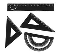 JECOMPRIS Kit de Règles Métalliques 4 Pièces Noir et Or pour Dessin et Mesure, Ensemble Multifonction pour Élèves, Papeterie de Bureau, Outil de Mesure Portable et Léger pour École et