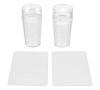 JECOMPRIS Kit de Stamping pour Nail Art 4pcs Tampon Blanc en Silicone et Plaques Acryliques, pour Manucure DIY et Création de Motifs Personnalisés