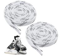 JECOMPRIS Lacets de Patins de Hockey Cirés Anti-Gel, 96 Pouces, Blancs | Polyester Coton, Paire de Rechange, pour Chaussures de Hockey et Sport, Usage Extérieur, Ski