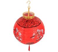 JECOMPRIS Lanterne en Papier Pliable Rouge à Motifs de Prunier, Décoration Suspendue LED sans Piles, Grosse Lanterne Ronde pour Fête, Mariage et Jardin, Abat-Jour Lumineux Festif