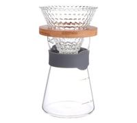 JECOMPRIS Lot 2 Cafetières en Verre 300 Ml Filtre Permanent Transparent et Support en Bois, Bouilloire à Café Résistante la Chaleur, pour Maison, Bureau et Préparation Manuelle de Café