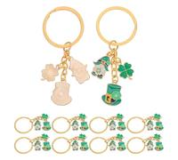 JECOMPRIS Lot de 10 porte-clés en forme de trèfle à quatre feuilles et de chapeau de lutin, accessoire de bijou pour la Saint-Patrick, pour femmes et hommes, idéal pour sacs et pochettes.