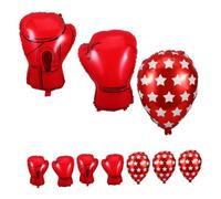JECOMPRIS Lot de 12 Ballons Gonflables en Aluminium Forme de Boxe 8 Ballons Moufles de Boxe Rouges Paquet de Frappe Rouges Dcoration Fête Anniversaire Thème Sport et Catch