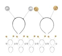 JECOMPRIS Lot de 12 Serrage-têtes Antennes Insectes Pompons Élastiques, Argenté et Doré, Accessoires Cosplay et Fête pour Garçon et Filles et Adultes, Bandeaux D’antenne Fourmi,