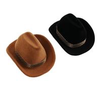 JECOMPRIS Lot de 2 Boîtes à Bagues de Chapeau de Cowboy Western Petite Boîte à Bijoux en Velours Style Western Intérieur Floqué Blanc et Noir Coffret Portable pour Bagues et Boucles