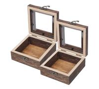 JECOMPRIS Lot de 2 Boîtes D'exposition Insectes en Bois de Paulownia Carbone 10x10x4,5 Cm, Vitrine à Ombre Transparente Cadre Rigide, Coffret Éducatif pour Collection et Présentation