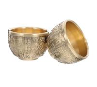 JECOMPRIS Lot de 2 Bols Décoratifs en Laiton Doré, Bol à Trésor Chinois pour Fortune Monétaire, Petit Bassin de Richesse Traditionnel, Décoration de Bureau et Salon, Objet D’offrande