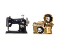 JECOMPRIS Lot de 2 Broches Créatives pour Femme - Épinglette de Revers Appareil Photo Noir Broche Rétro Tourne-disque Doré - Pin's Émaillé Décoratif pour Vêtements, Paquet et Accessoires,