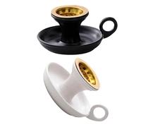 JECOMPRIS Lot de 2 Brûleurs de Parfum en Céramique Arabe Noir et Blanc, Porte-Parfum Portable pour Aromathérapie, Compatible Cônes et Palo Santo, pour Bureau et Maison, Décoration