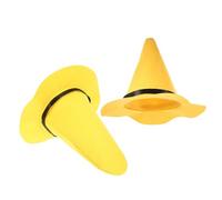 JECOMPRIS Lot de 2 Chapeaux de Magicien en Feutrine Jaune Chapeaux Pointus à Larges Bords Taille Grosse et Épaisse Accessoires Cosplay et Fête D’Halloween pour Adultes Costume Sorcière
