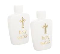 JECOMPRIS Lot de 2 Flacons d'eau Bénite Vides 60 ML en Plastique Croix Décorative, Bouteilles Rechargeables pour Huiles Essentielles et Rituels Religieux, Accessoires Décoratifs Polyvalents
