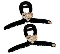 JECOMPRIS Lot de 2 Grandes Pinces à Cheveux Noires de Cœur, Pinces à Griffes pour Femmes aux Cheveux Épais, Accessoires Coiffure Résistants pour Bureau, École et Soirées, Maintien