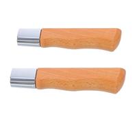 JECOMPRIS Lot de 2 Manches de Rechange en Bois de Hêtre Argentés Ergonomiques et Antidérapants Tailles Petite et Grosse pour Couteaux Cuisine et Hachoir Accessoires de Remplacement pour
