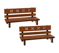 JECOMPRIS Lot de 2 Mini Bancs Décoratifs en Bois Vintage 12x5x5,7 Cm pour Maison de Poupée, Accessoires de Maison Miniature, Meubles Miniatures pour Décoration de Jardin et Scénarios