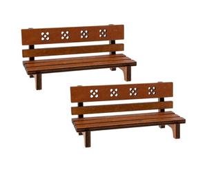 JECOMPRIS Lot de 2 Mini Bancs Décoratifs en Bois Vintage 12x5x5,7 Cm pour Maison de Poupée, Accessoires de Maison Miniature, Meubles Miniatures pour Décoration de Jardin et Scénarios