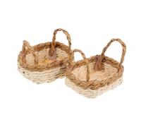 JECOMPRIS Lot de 2 Mini Paniers Tressés en Raphia Naturel Mini Paniers Décoratifs avec Poignée 35X3X15/3 CM pour Mariage Arrangements Floraux et Décoration Intérieure