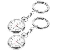 JECOMPRIS Lot de 2 Montres Infirmière à Suspendre Poitrine Argentées, Montres de Poche Légères Chronomètre, Design Solide et Pratique pour Surveillance Médicale Infirmière, Usage Quotidien