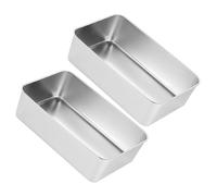 JECOMPRIS Lot de 2 Moules Acier Inoxydable 13,5 X 10,5 X 5,5 Cm Revêtement Antiadhésif, Plaques de Cuisson Rectangulaires Multifonctions pour Four et Grille, Ustensiles la Cuisine Inox