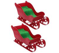 JECOMPRIS Lot de 2 Ornements de Traîneau de Noël Rouges et Verts Décoration de Table Festive Figurine de Traîneau Bol à Bonbons Centre de Table Noël pour Fêtes et Bureau Décoration