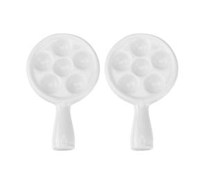 JECOMPRIS Lot de 2 Plaques à Four pour Escargots en Céramique Poignées Ergonomiques, Rainures Antidérapantes, Cuisson Uniforme, Adaptées pour Maison et Restaurant, Plat à Rôtir Pratique