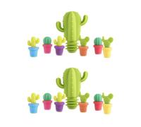 JECOMPRIS Lot de 2 Sets de 14 Bouchons de Vin en Silicone Alimentaire Forme Cactus, Marqueur de Boisson, Hermétique et Compatible Lave-vaisselle, Accessoire Bar Pratique Couleur Aléatoire