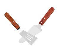 JECOMPRIS Lot de 2 Spatules à Pizza Gâteau en Acier Inoxydable Manche en Bois Pelle à Pizza et Spatule Triangulaire pour Cuisson Usage Domestique la Cuisine Pâtisserie 2 Pièces