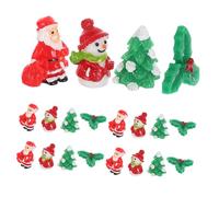 JECOMPRIS Lot de 20 Figurines Miniatures de Noël en Résine - Père Noël Bonhomme de Neige Sapin et Feuilles de Houx - Accessoires pour Scène de Village Décorations Artisanales pour